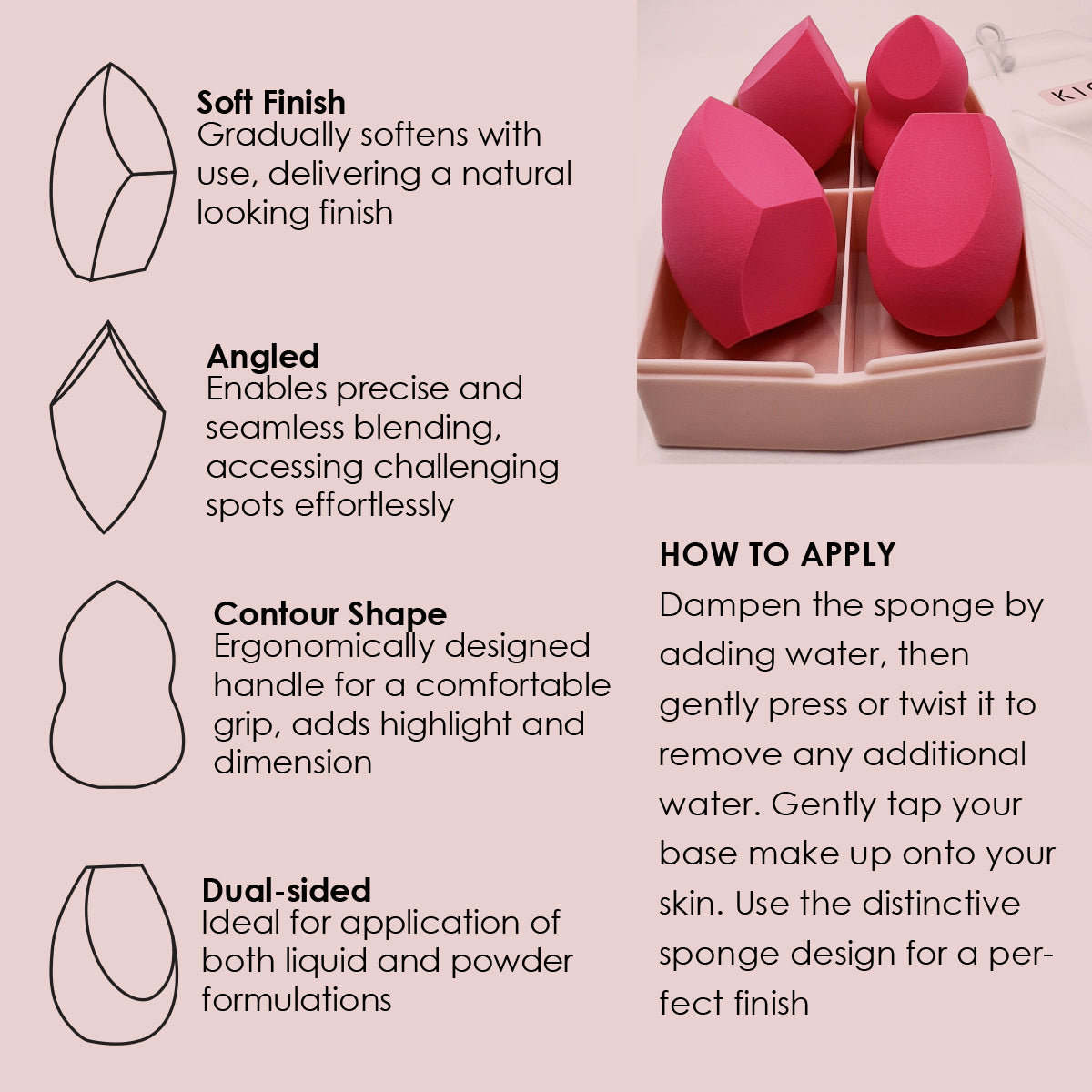All-Purpose Professional Makeup Sponge Set: 4 shapes (4Counts)